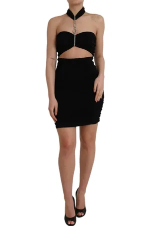 Dolce & Gabbana Kjole, Dame, Sort, XS, Sort ærmeløs Bodycon Mini Kjole