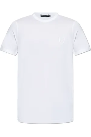 Dolce & Gabbana Top, Herre, Hvid, M, Bomuld, T-shirt med logo