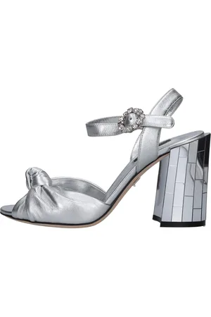 Dolce & Gabbana Sko, Dame, Grå, 36 EU, Læder, Sandal Sølv