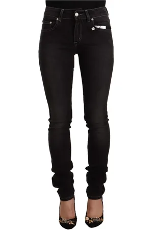 Gianfranco Ferré Jeans, Dame, Sort, W26, Bomuld, Elegant Slim Sort Vasket Jeans