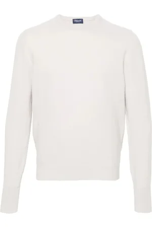 DRUMOHR Strik, Herre, Grå, M, Cashmere, Lys Grå Kashmir Rund Hals Sweater