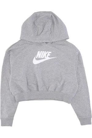 Nike Sweathshirts & Hoodies, Dame, Grå, L, Bomuld, Grafisk Oversized Crop Hoodie