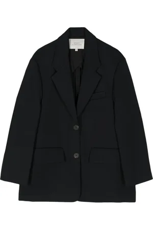 STUDIO NICHOLSON Jakke, Dame, Blå, XS, Uld, Marineblå Blazer med Drop Skuldre