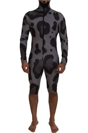 Dolce & Gabbana Sport, Herre, Grå, M, Polyester, Elite Grå Mønstret Herre Neopren Badetøj