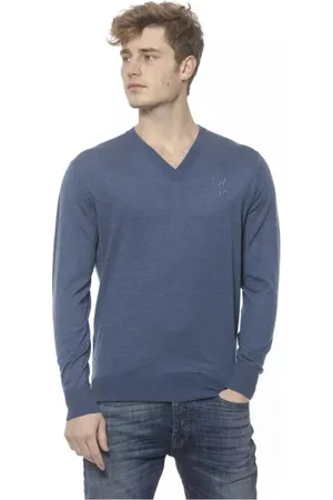 BILLIONAIRE Strik, Herre, Blå, S, Cashmere, Luksus Cashmere V-Neck Sweater Blå