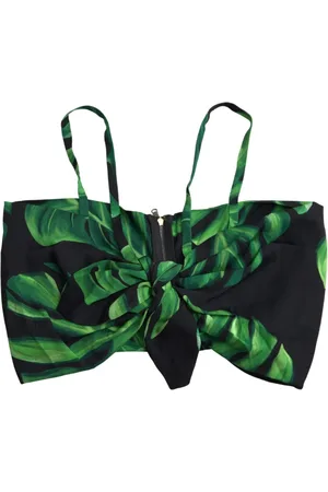 Dolce & Gabbana Top, Dame, Flerfarvet, S, Bladtryk Silke Halter Top