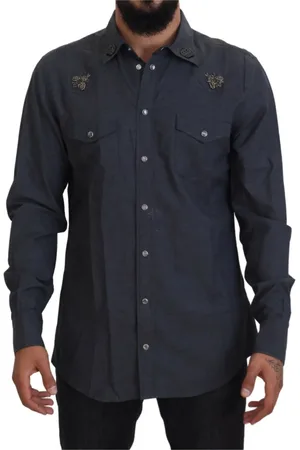 Dolce & Gabbana Skjorte, Herre, Blå, XS, Denim, Blå Denim Casual Skjorte