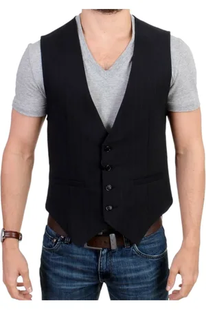 Costume National Jakkesæt, Herre, Sort, M, Bomuld, Elegant Stribet Casual Vest