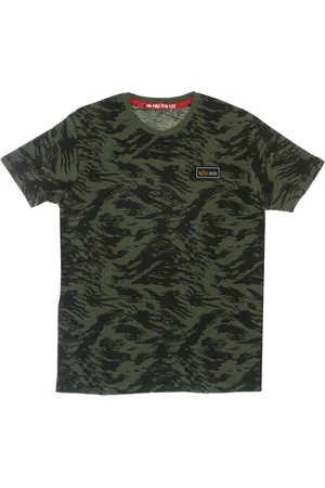 Alpha Industries Top, Herre, Grøn, XL, Bomuld, Camo Brushstroke Grøn Taktisk Tee
