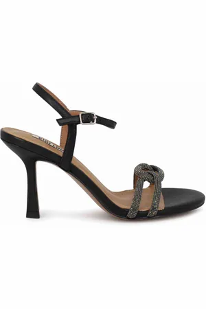 Bibi Lou Sko, Dame, Sort, 38 EU, Læder, Elegante Rhinestone Strop Højhælede Sandaler