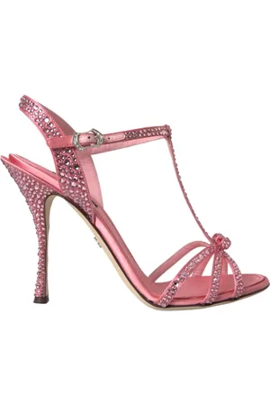 Dolce & Gabbana Sko, Dame, Lyserød, 39 EU, Læder, Strass Ankelrem Hæle Sandaler
