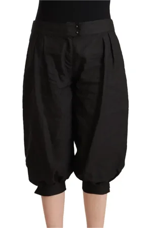 Gianfranco Ferré Bukser, Dame, Sort, M, Uld, Elegant Mid Waist Harem Bukser