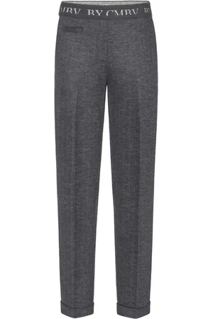 Cambio Bukser, Dame, Grå, XL, Uld, Slim-Fit Mørkegrå Kim Bukser