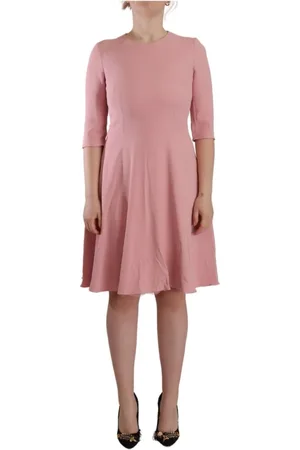 Dolce & Gabbana Kjole, Dame, Lyserød, M, Bomuld, Elegant A-Line Knelang Kjole