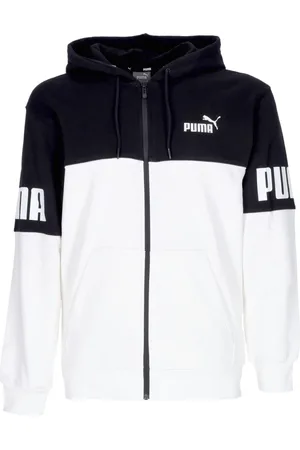 PUMA Sweathshirts & Hoodies, Herre, Hvid, S, Uld, Farveblok Fuldt Lynlås Hættetrøje Hvid