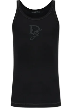 Dolce & Gabbana Top, Herre, Sort, S, Bomuld, Ribbet ærmeløs t-shirt