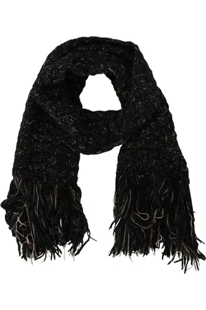 Dolce & Gabbana Tilbehør, Dame, Sort, ONE SIZE, Uld, Luksuriøst Sort Vintersjal
