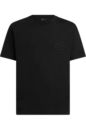 Etro Top, Herre, Sort, XL, Bomuld, Sort Bomuld Logo T-shirt