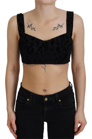 Dolce & Gabbana Top, Dame, Sort, XS, Bomuld, Elegant Sort Bomuld Blandings Bustier Korset Top