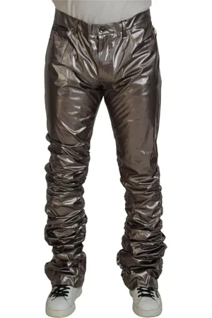 Dolce & Gabbana Bukser, Herre, Grå, XS, Nylon, Metallic Silver Casual Pants