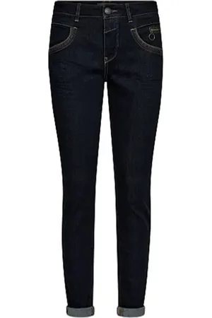 Mos Mosh Jeans, Dame, Blå, W26, Bomuld, Broderede Rinse Jeans Mørkeblå