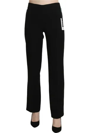 Bencivenga Bukser, Dame, Sort, M, Bomuld, Elegant Sort High Waist Straight Bukser