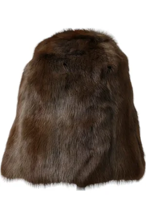 Dolce & Gabbana Tilbehør, Dame, Brun, ONE SIZE, Brun Væsel Pels Kashmir Beanie Hat