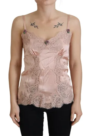 Dolce & Gabbana Top, Dame, Lyserød, L, Bomuld, Elegant Silke Lingeri Top