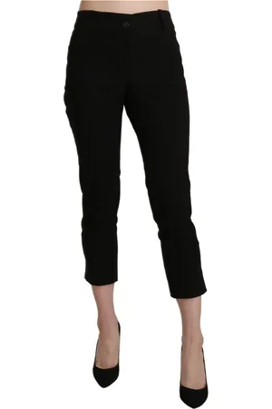 Bencivenga Bukser, Dame, Sort, S, Bomuld, Elegant Sort High Waist Cropped Bukser