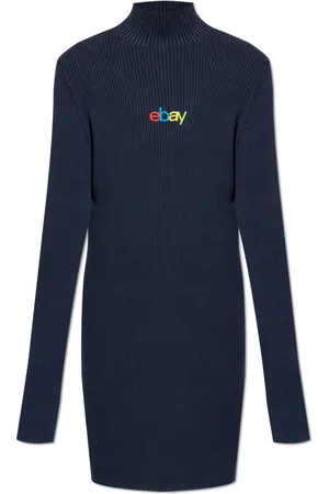 Balenciaga Strik, Herre, Blå, M, Uld, Lang turtleneck