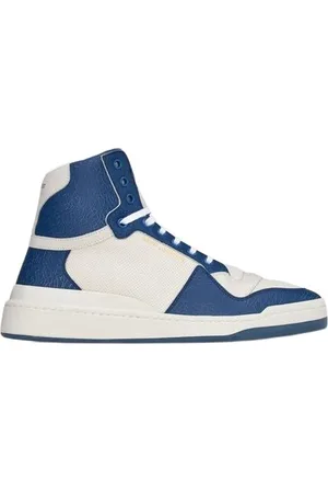 Saint Laurent Sko, Herre, Blå, 42 EU, Læder, Premium Læder Mid-Top Sneakers