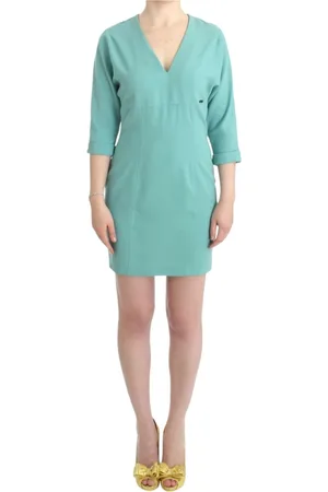 Costume National Kjole, Dame, Grøn, M, Uld, Elegant grn Midi kjole med V-udskring