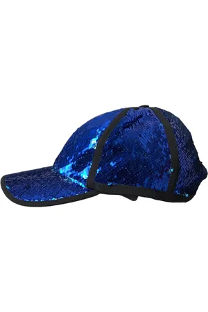 Dolce & Gabbana Tilbehør, Herre, Blå, 58 CM, Polyester, Blå Paillet Baseballkasket Mænd