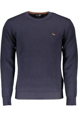 HARMONT&BLAINE Strik, Herre, Blå, XL, Uld, Elegant uldtrøje med broderi
