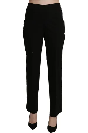 Bencivenga Bukser, Dame, Sort, S, Bomuld, Elegant Straight Sort Højtaljede Bukser