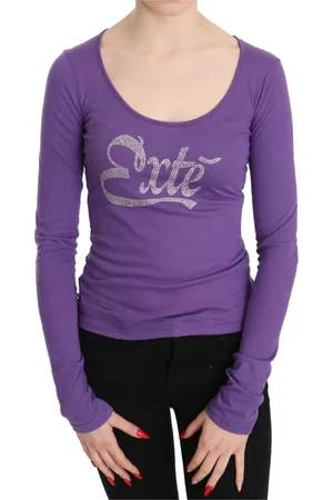 Exte Top, Dame, Lilla, XS, Bomuld, Elegant lilla krystalpyntet top