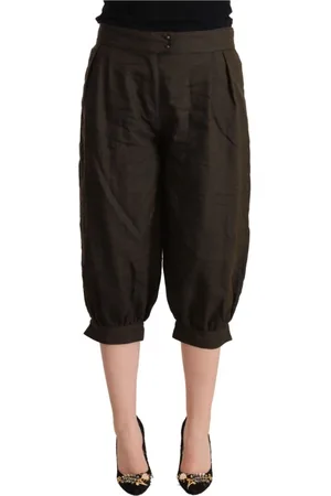Gianfranco Ferré Bukser, Dame, Brun, XL, Uld, Elegant Cropped Harem Bukser