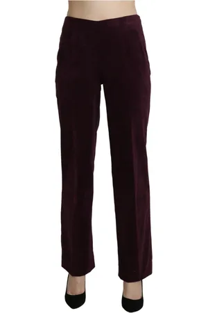 Bencivenga Bukser, Dame, Lilla, L, Elegant High Waist Straight Lilla Bukser