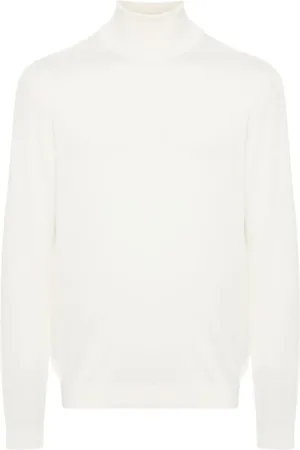 Roberto Collina Strik, Herre, Hvid, 3XL, Uld, Hvid Merinouldssweater