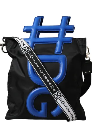 Dolce & Gabbana Taske, Herre, Sort, ONE SIZE, Læder, Nylon Blå Læder Hashtag Indkøbstaske