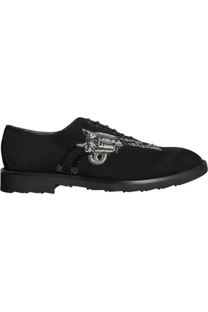 Dolce & Gabbana Sko, Herre, Sort, 41 1/2 EU, Læder, Sort Ruskind Sicilia Snøresko Formelle Sko