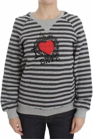 Exte Sweathshirts & Hoodies, Dame, Grå, 2XS, Bomuld, Stribet sweater med rund hals