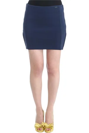Costume National Nederdel, Dame, Blå, S, Nylon, Bl Mini Nederdel med Sidelukning