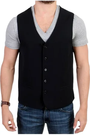 Costume National Jakke, Herre, Sort, M, Uld, Elegant Sort Uldblanding Casual Vest