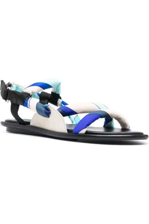 Emilio Pucci Sko, Dame, Blå, 36 EU, Læder, Multifarvede Polstrede Sandaler