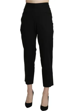Bencivenga Bukser, Dame, Sort, M, Bomuld, Elegant High-Waisted Cropped Pants
