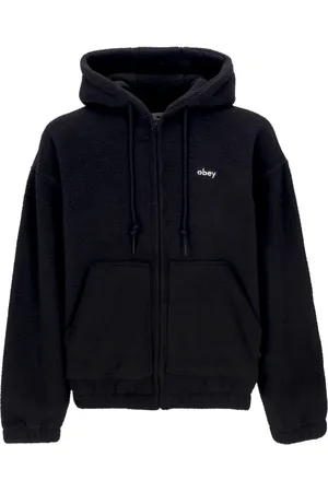 Obey Sweathshirts & Hoodies, Herre, Sort, XL, Uld, Sort lynlås hættetrøje langærmet jakke