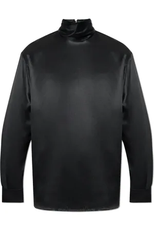 Dolce & Gabbana Top, Herre, Sort, 2XL, Silke top med ståkrave