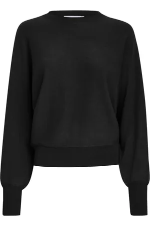 Minus Strik, Dame, Sort, 2XL, Uld, Sort Bat Sleeve Strik Pullover