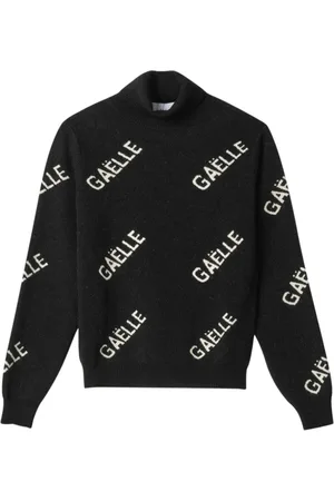 GAËLLE Strik, Dame, Sort, M, Polyester, Sort Ribstrikket Turtleneck Sweater
